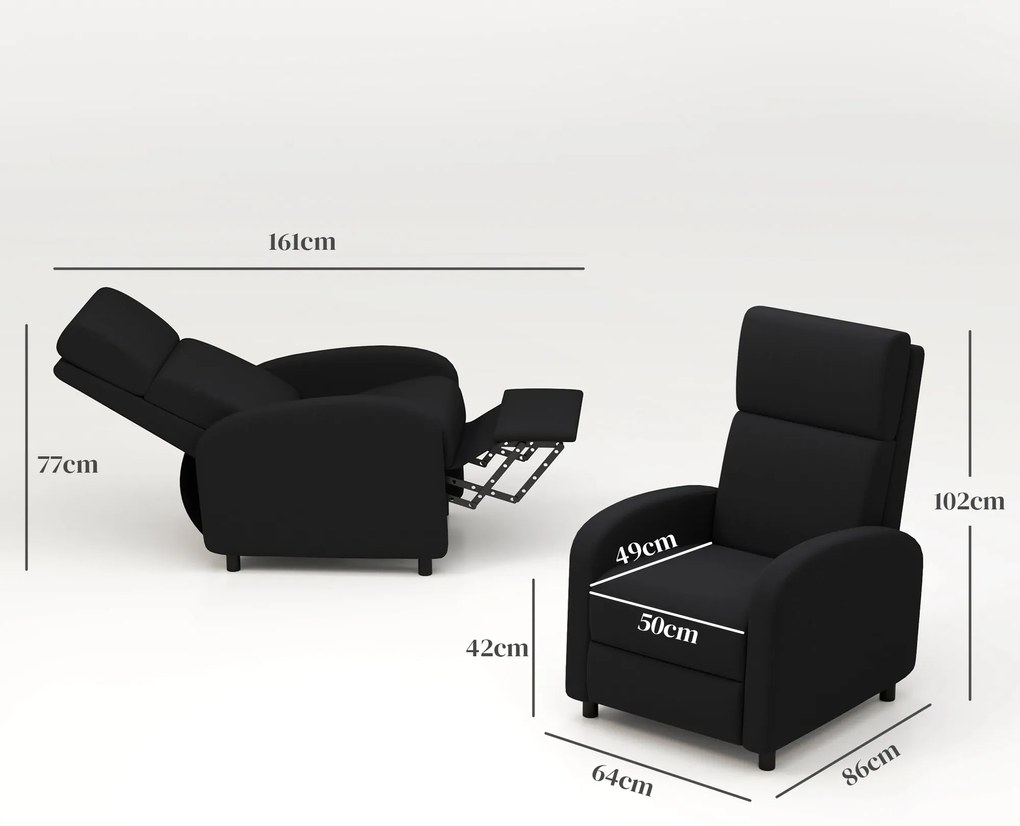 HOMCOM Fotoliu relax fotoliu inclinabil salon fotoliu de relaxare - spătar reglabil până la 160° suport pentru picioare integrat | Aosom Romania