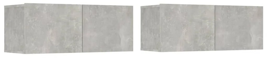 804539 vidaXL Comode TV, 2 buc., gri beton, 80x30x30 cm, lemn compozit