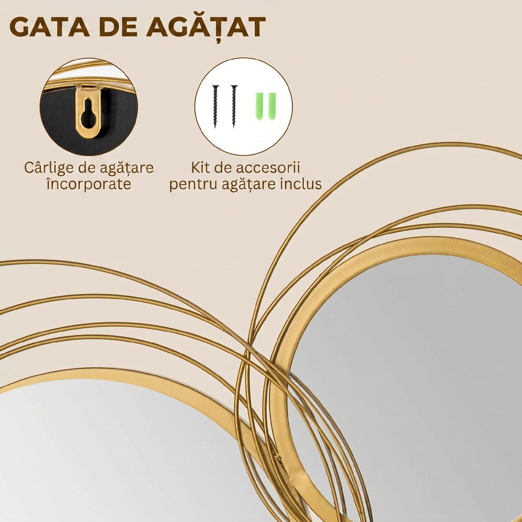 HOMCOM Decoratiune de perete din metal Decor oglinda decorativa moderna Sculpturi de perete | Aosom Romania