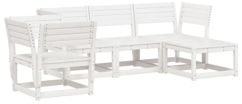 3216916 vidaXL Set mobilier relaxare de grădină 5 piese alb lemn masiv de pin