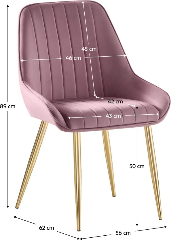 Scaun de dining, roz ţesătură Velvet/gold crom-auriu, PERLIA