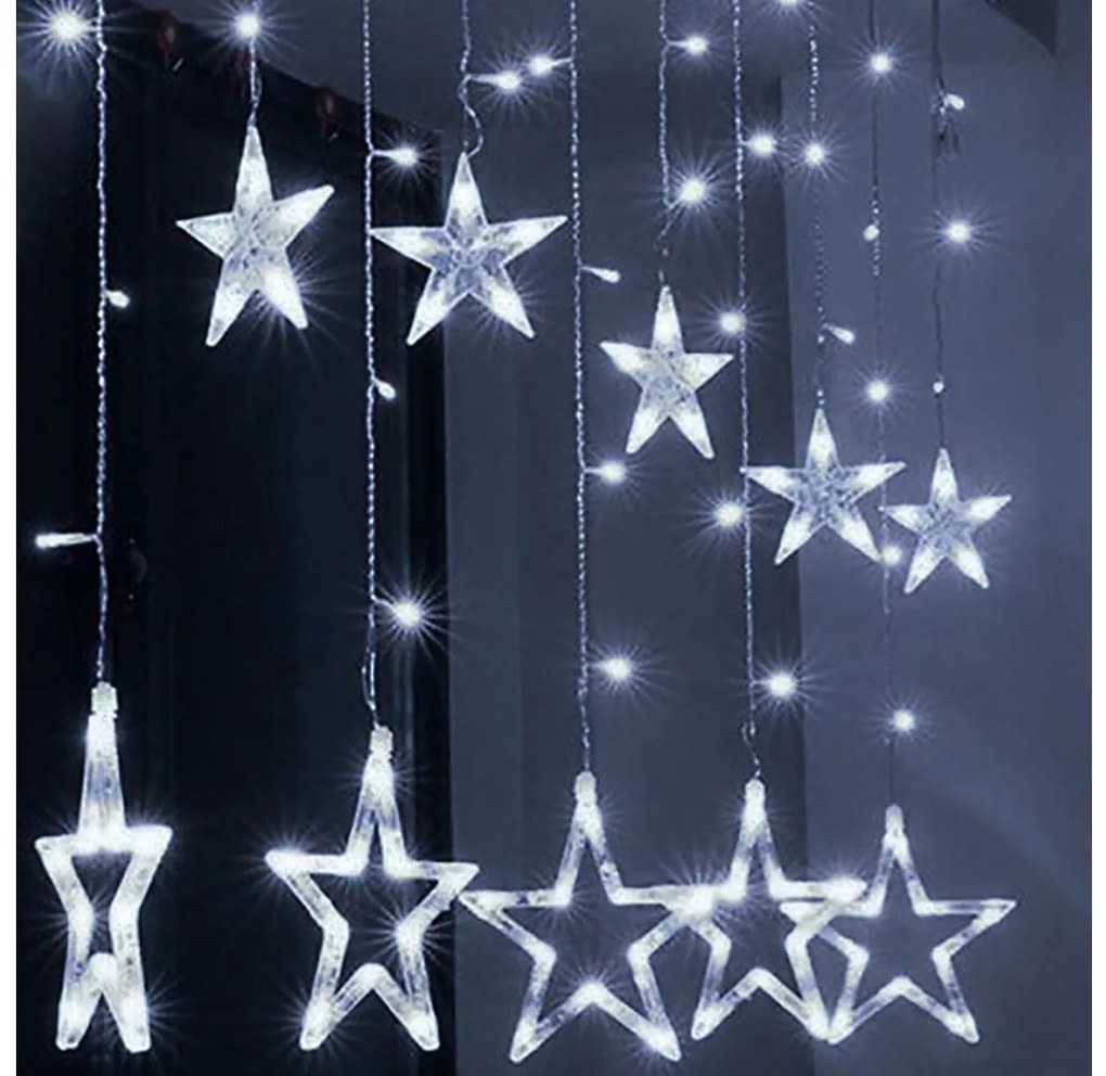 Perdea LED de Crăciun de exterior 123xLED/3xAA/USB 4,5m alb rece Brilagi