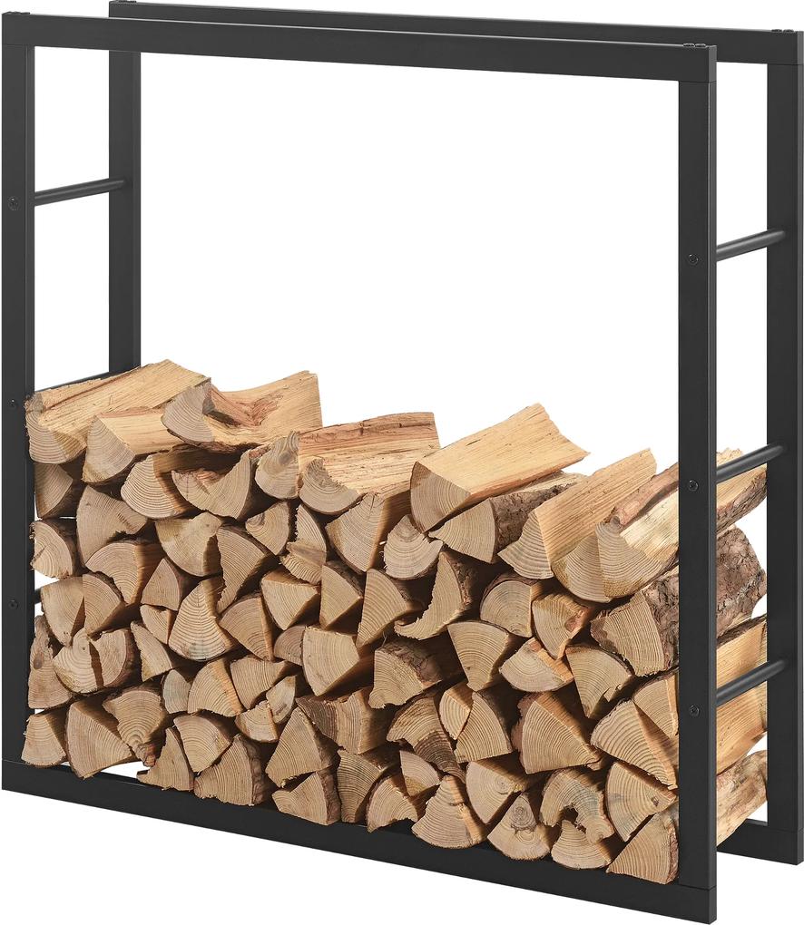 [en.casa]® Stove Suport lemne pentru sobe si seminee AAFR-6604, 100 x 100 x 25 cm, otel, negru