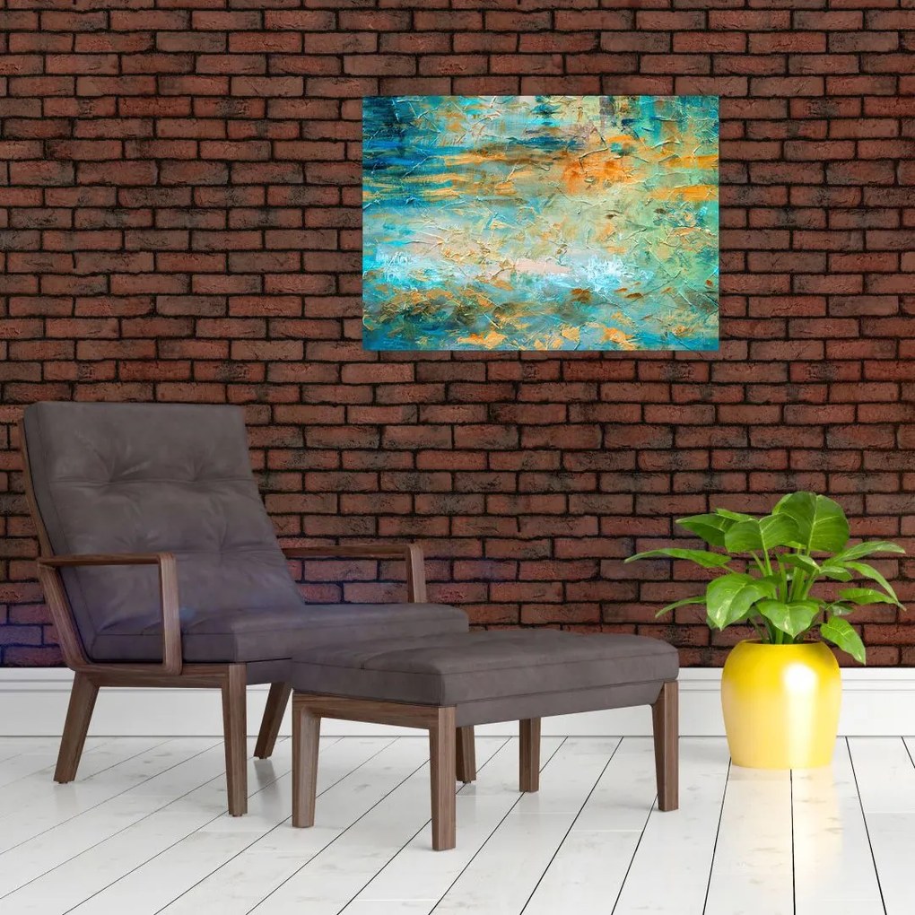 Tablou pe sticlă - Abstract albastru (70x50 cm)