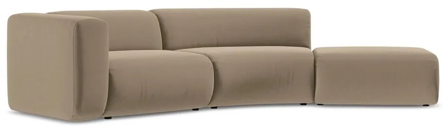 Șezlong bej cu tapițerie din catifea (cu colț pe partea dreaptă) Ekahi – Makamii