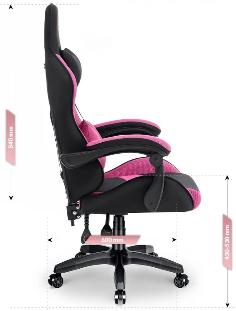 Scaun de gaming Rainbow Pink-Black Mesh