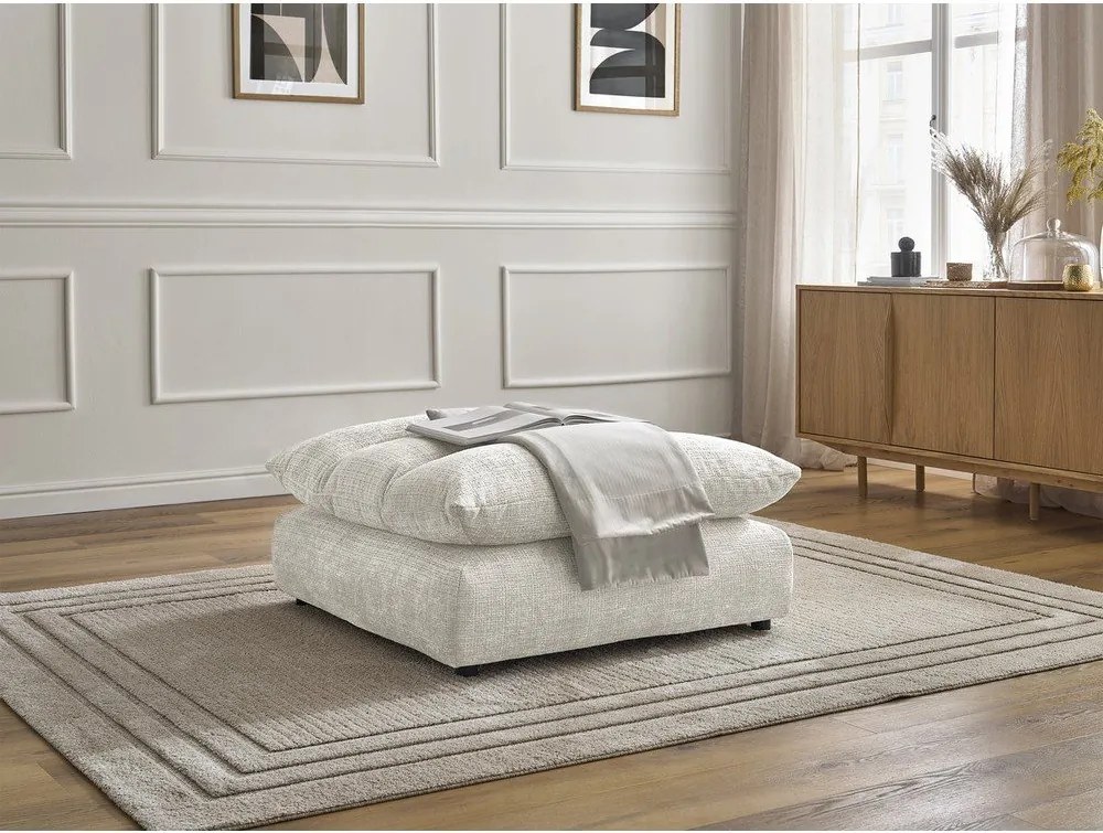 Taburet alb cu tapițerie din chenille Neil – Bobochic Paris