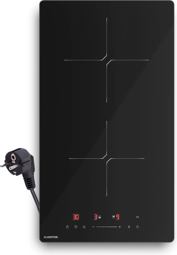 Klarstein Plită cu inducție PowerGlide | Modernă, compactă și puternică | 2 zone de gătit | 3500 W | 30 cm