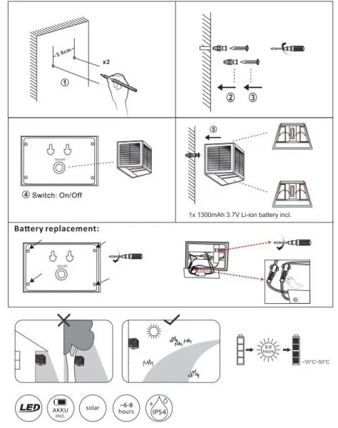 Corp de iluminat LED solar SOLAR LED/6W/3,2V 3000K IP54 Globo 36495
