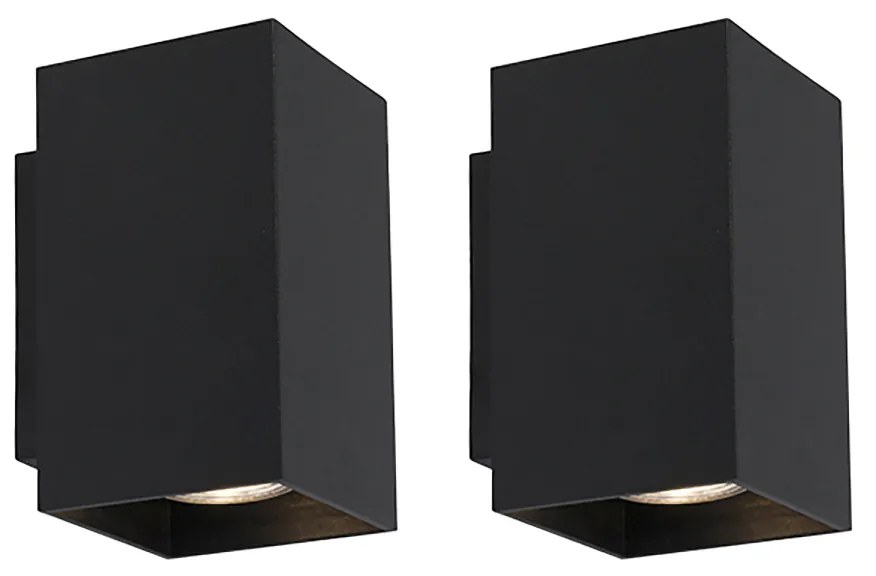 Set de 2 aplice moderne negre pătrate cu 2 lumini - Sandy