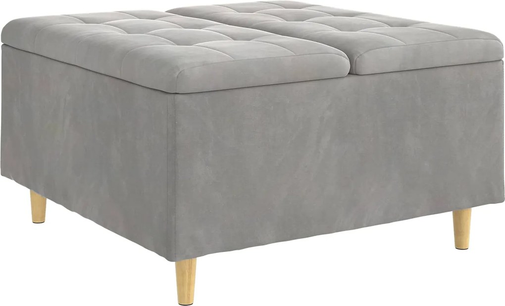 vidaXL Ottomană de depozitare Gri deschis 80 x 80 x 45 cm Catifea