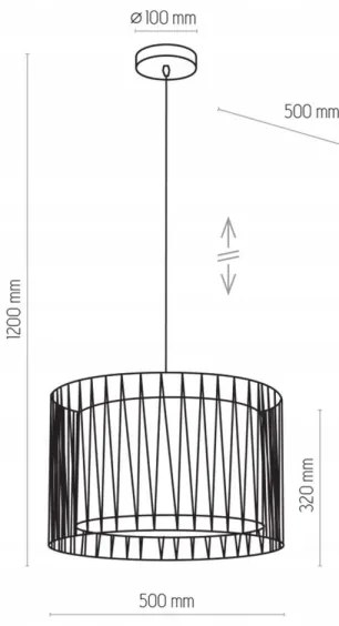 Lustra pe cablu HARMONY BLACK 3xE27/60W/230V