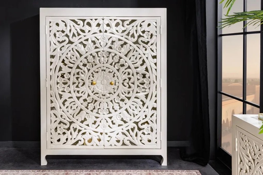 Comoda inalta design oriental MARRAKECH 140cm, alb