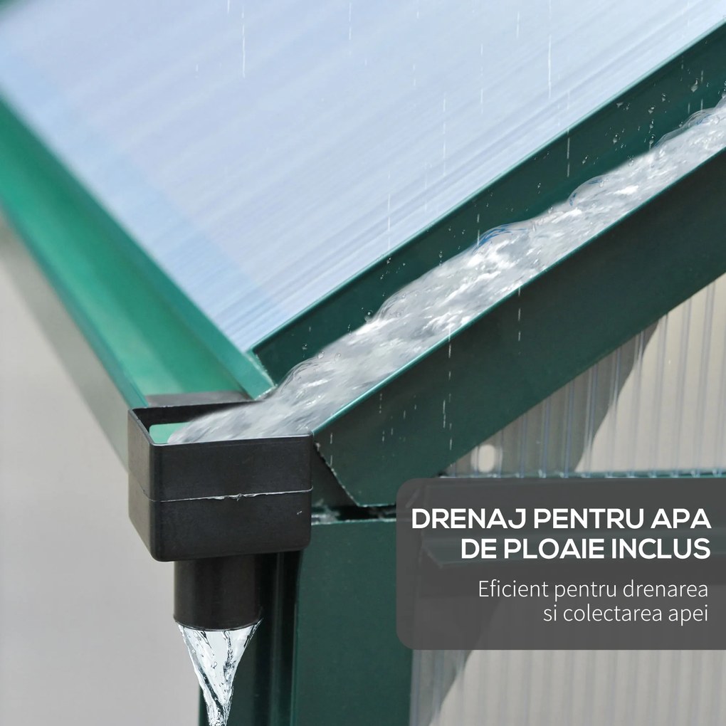 Outsunny Sera de Gradina din Policarbonat si Aluminiu, pentru gradinarit si protectia plantelor, Verde | Aosom Romania