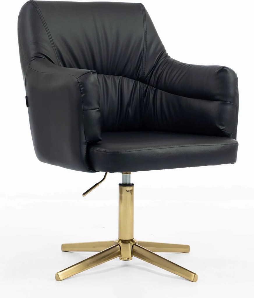 HR840CROSS Scaun Negru Piele Ecologica cu Bază Aurie