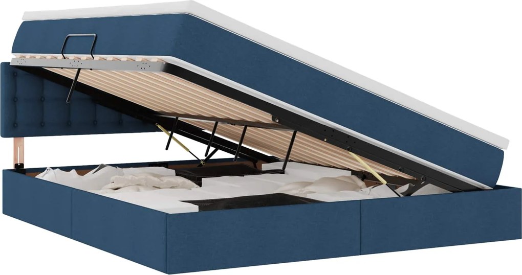 vidaXL Pat cu saltea și spațiu de depozitare albastru 180 x 200 cm