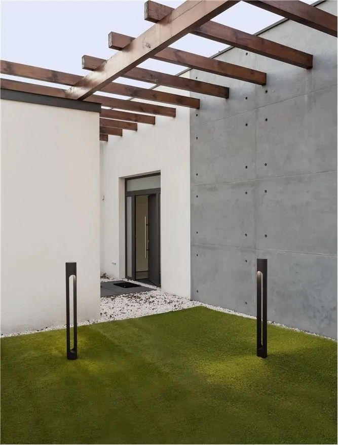 Stalp LED mediu pentru exterior design modern IP65 Ellery negru H-80cm