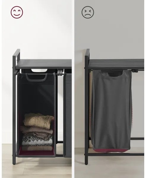 Coș de rufe REX negru/gri