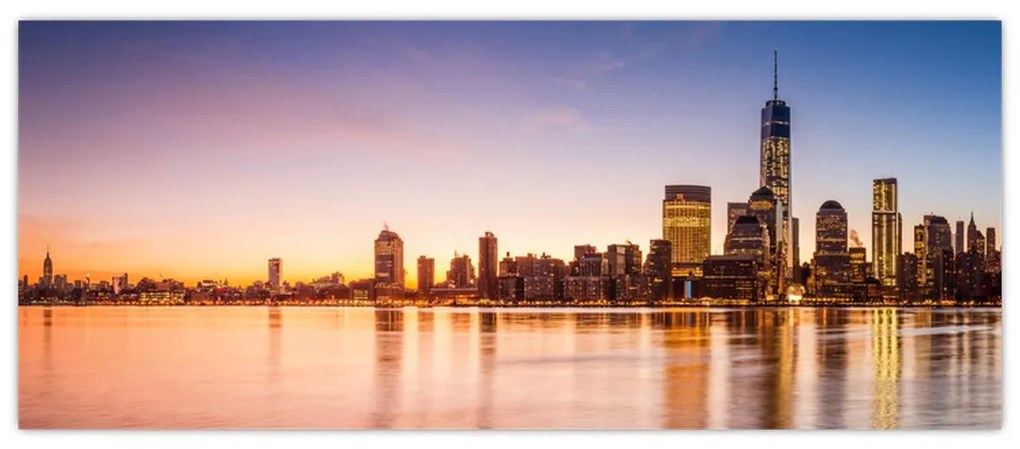 Tablou cu oraș în apus de soare (120x50 cm)