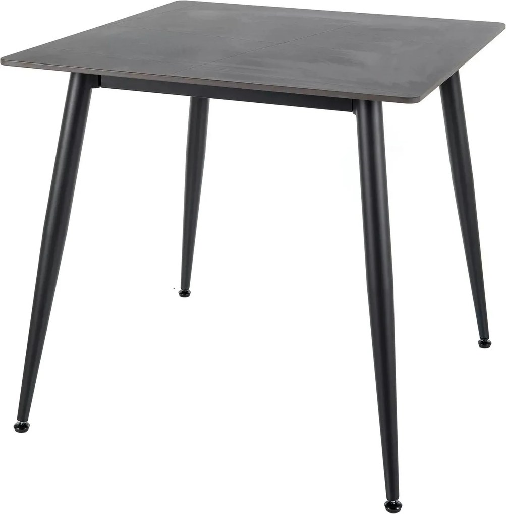 Masa RION, negru mat cu efect de marmura, ceramica/metal, 80x80x76 cm
