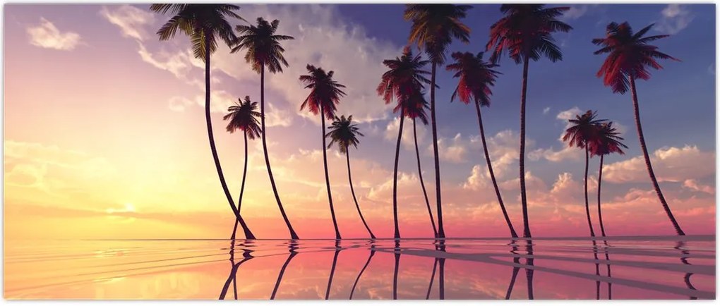 Tablou cu palmieri deasupra mării (120x50 cm)