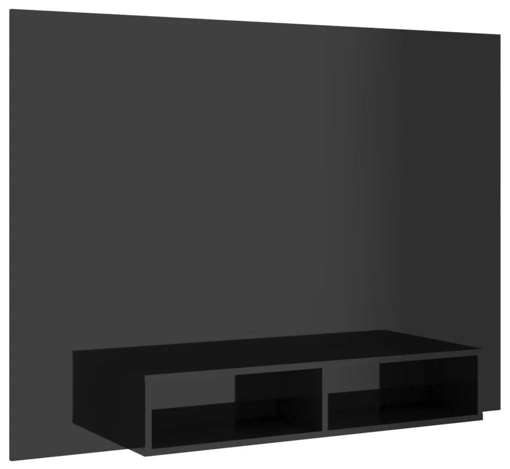 808285 vidaXL Comodă TV de perete, negru extralucios, 135x23,5x90 cm, PAL
