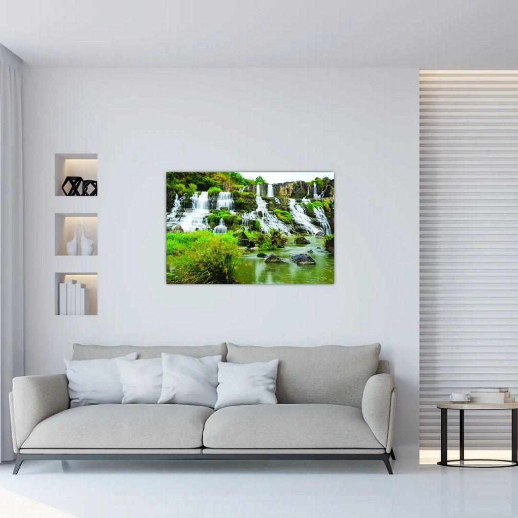 Tablou - cascade cu plante (90x60 cm)