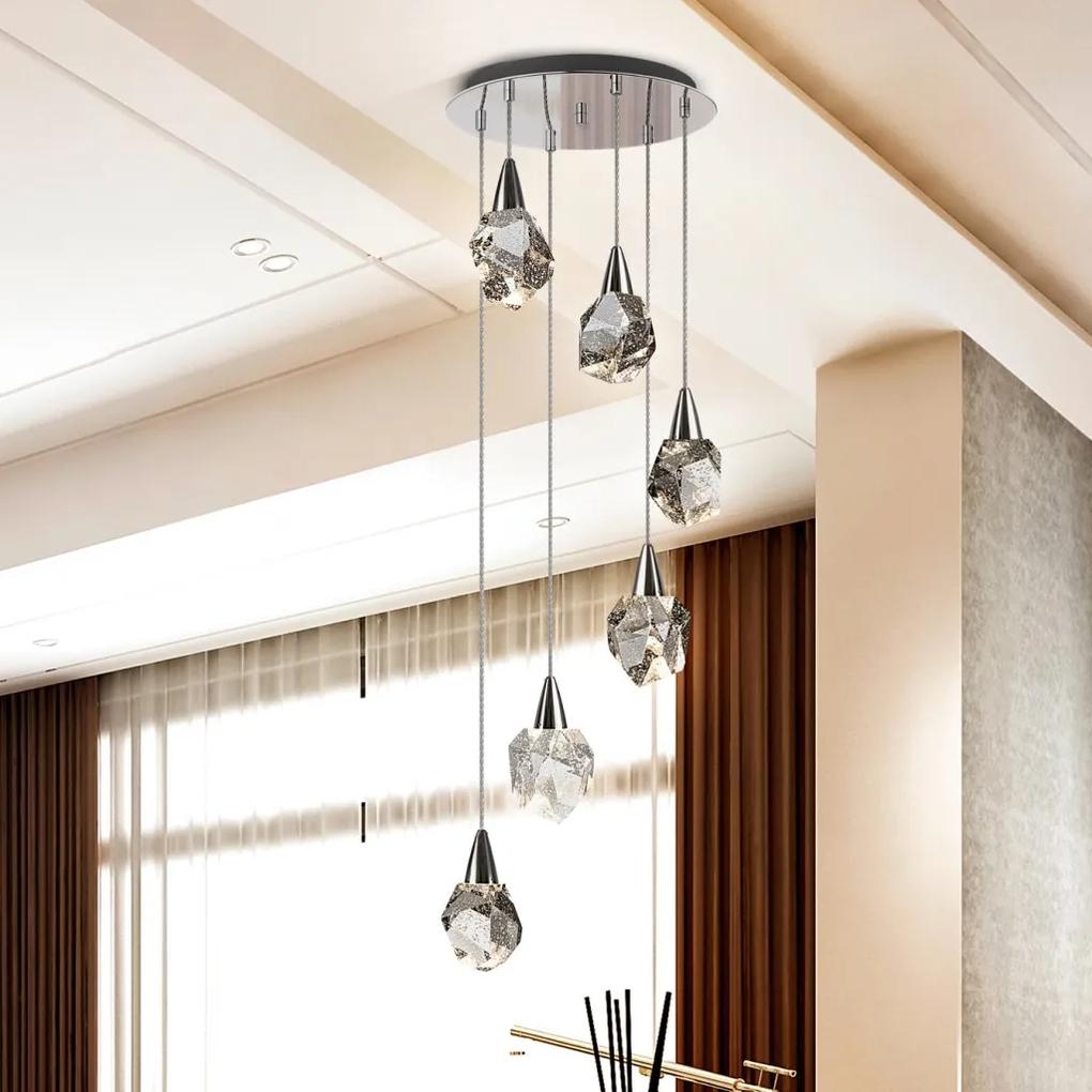 Lustra cu 6 Pendule LED design modern decorativ Aquaria crom