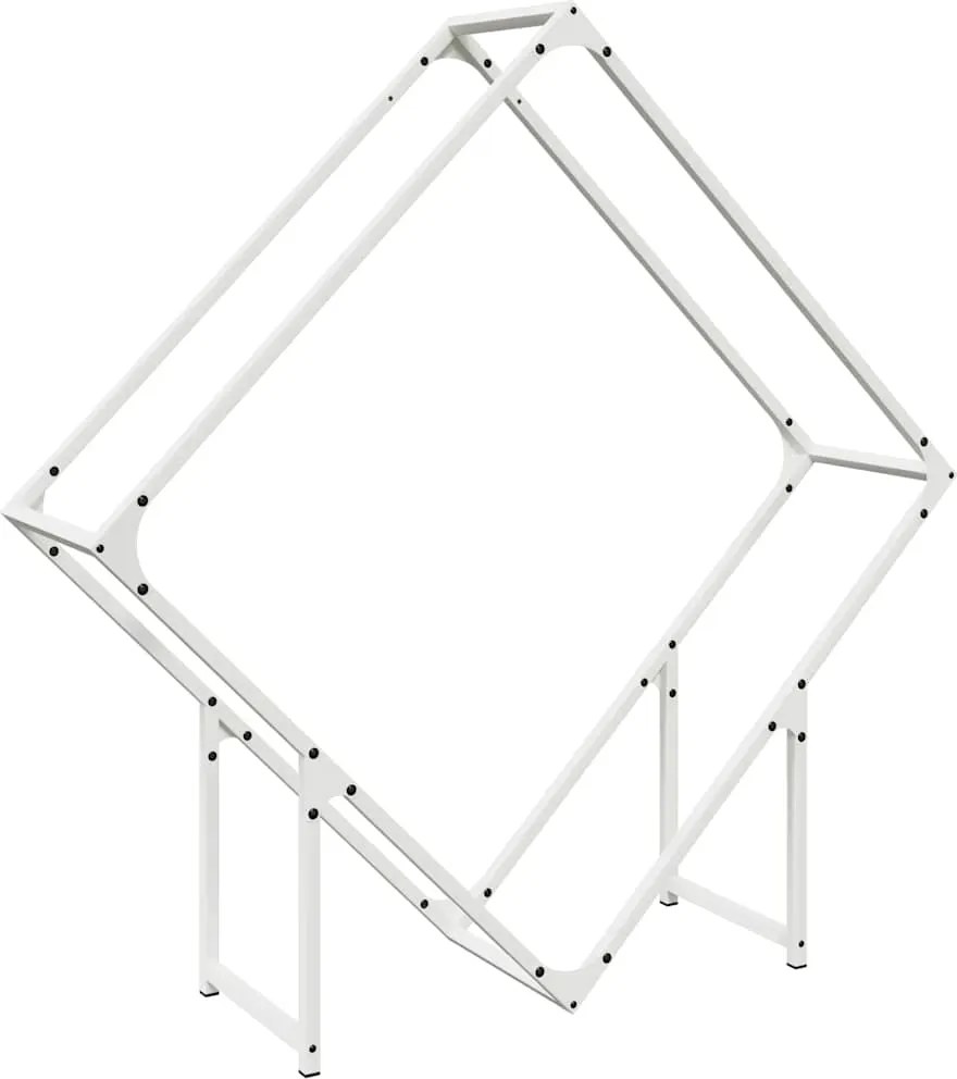 vidaXL Suport pentru lemne de foc alb Oțel laminat la rece