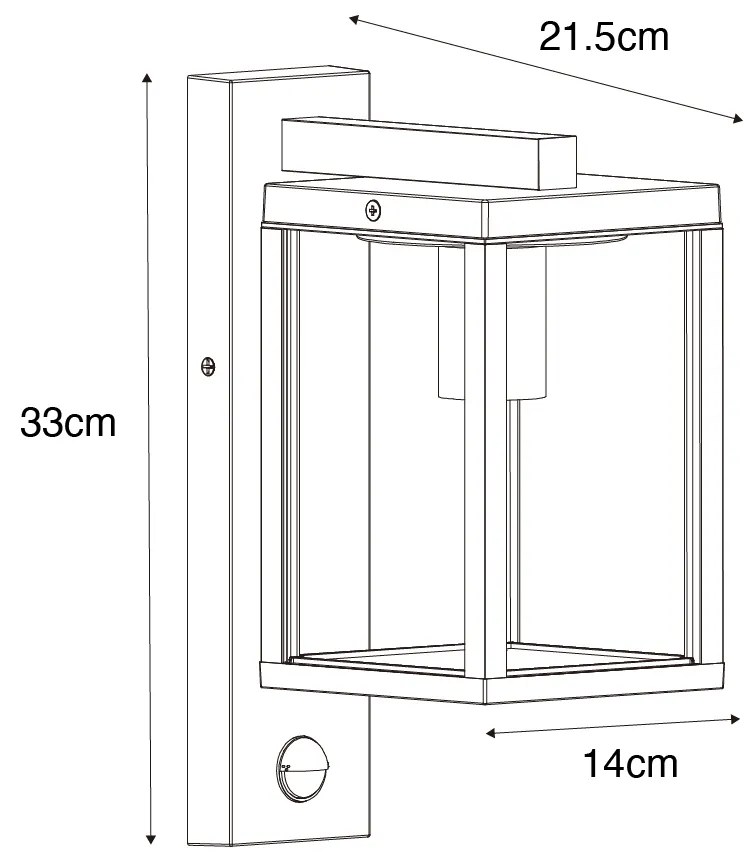 Lampa de perete exterioară auriu antic cu senzor de mișcare IP44 - Charlois