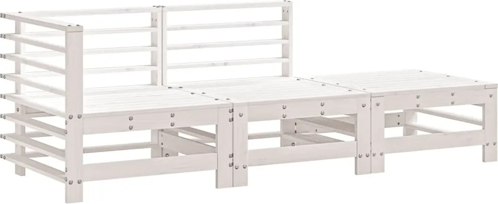vidaXL Set mobilier de grădină, 3 piese, alb, lemn masiv de pin