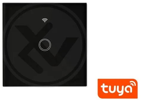 Intrerupator simplu smart, sticla securizata neagra, control Tuya, Masterled