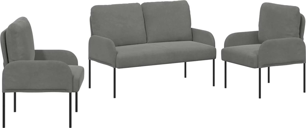 vidaXL Seturi de canapele 3 pcs Gri închis 115 x 56 x 80 cm placaj