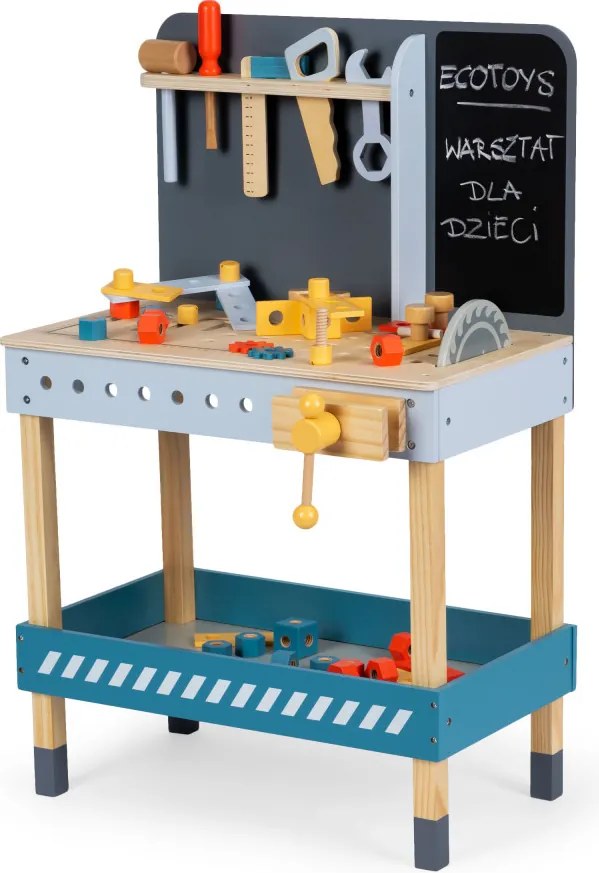 Masă DIY din lemn cu unelte și tablă 47 piese