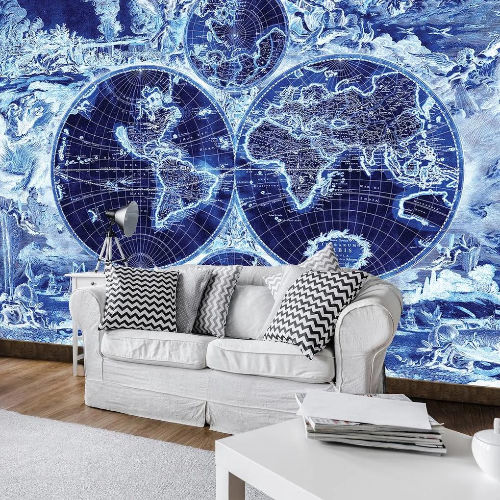 Fototapet - Harta lumii- albastru marinar (152,5x104 cm), în 8 de alte dimensiuni noi