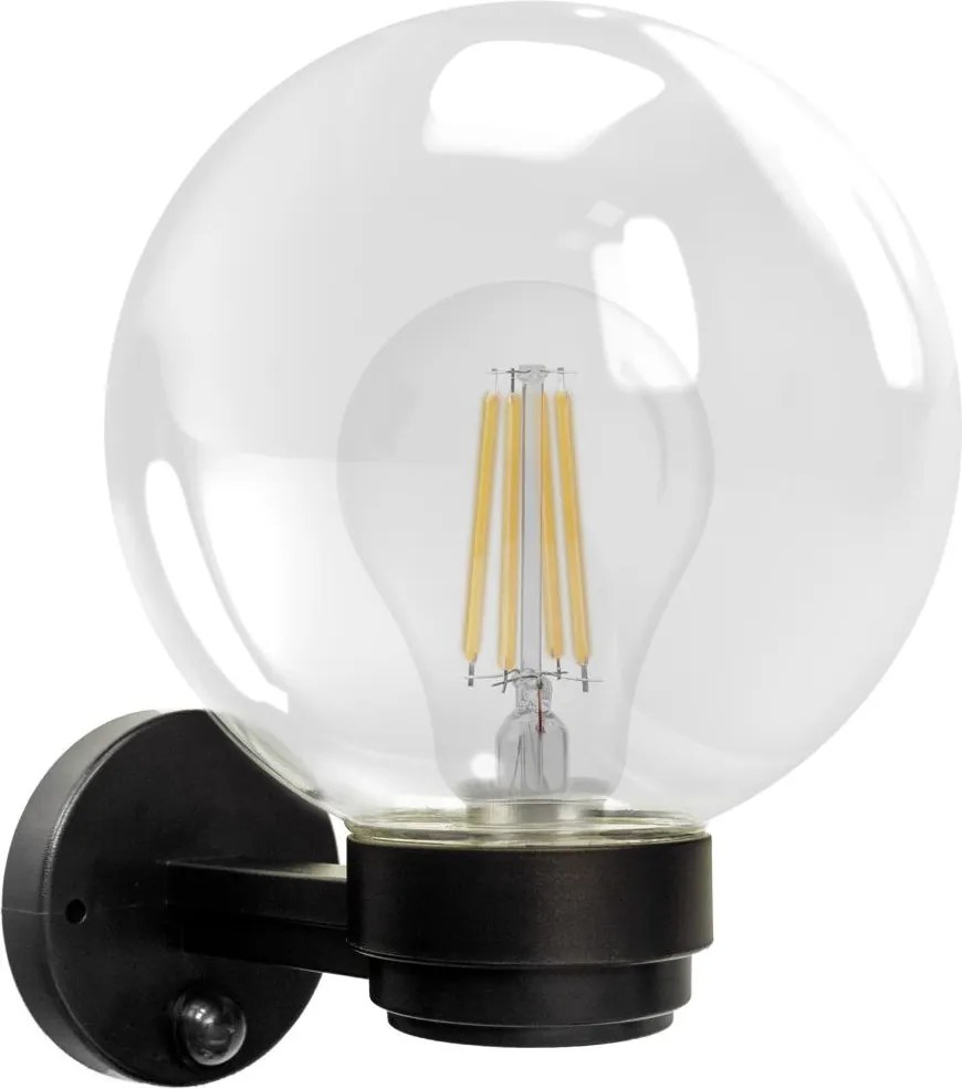 Brilagi - Aplică de exterior cu senzor HARBOR 1xE27/40W/230V IP33 negru/sticlă transparentă