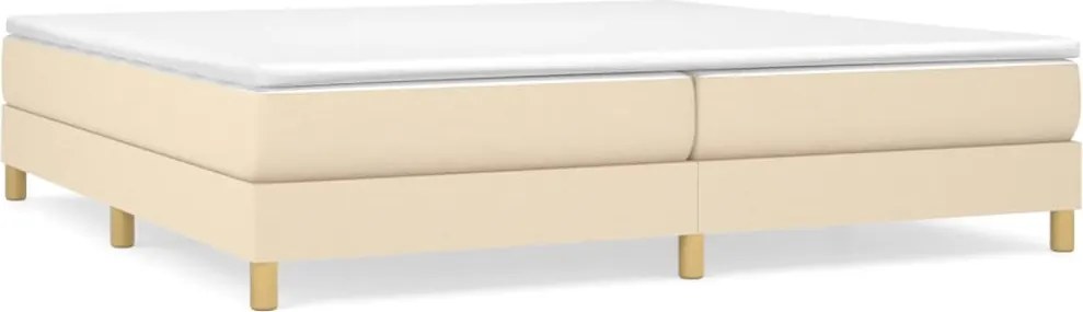 vidaXL Cadru de pat cu arcuri, crem, 200x200 cm, textil