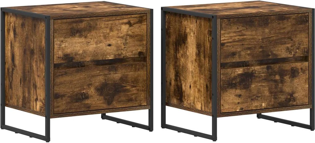 vidaXL Noptieră 2 pcs Stejar fumuriu 50 x 39.5 x 50 cm Lemn compozit