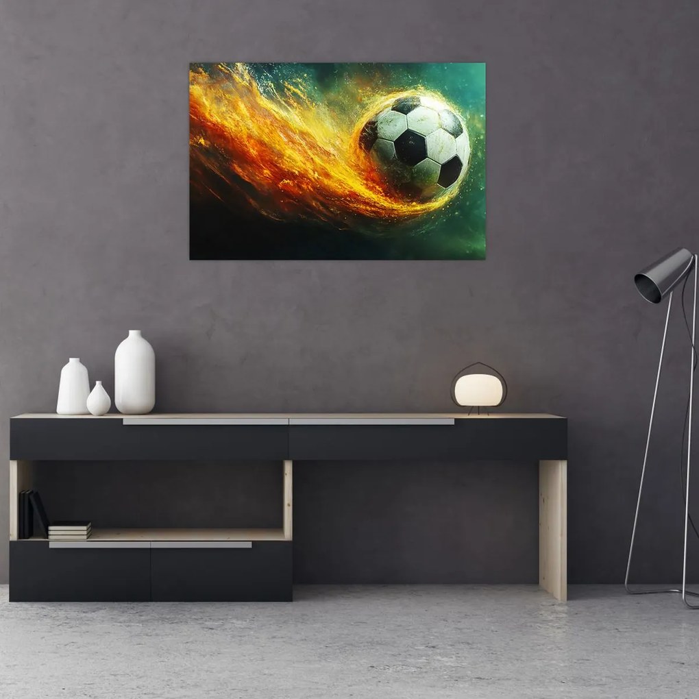 Tablou - Minge de Fotbal în Zbor (90x60 cm)