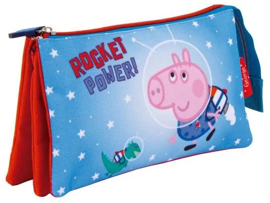Purcelușa Peppa Rocket Penar cu 3 compartimente 21 cm