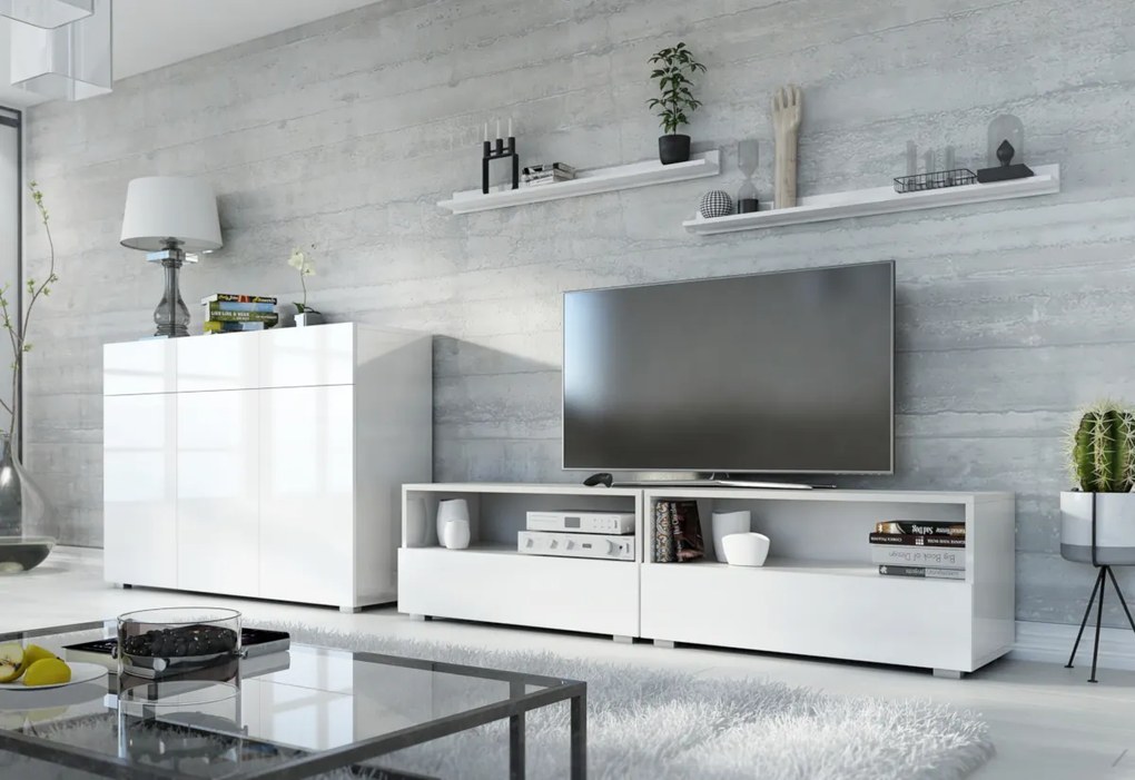 Expedo Set mobilier ELPASO 47, alb/alb luciu