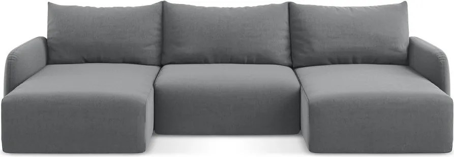 Colțar gri extensibil/cu spațiu de depozitare cu tapițerie din catifea (în formă de "U") Kalena – Makamii