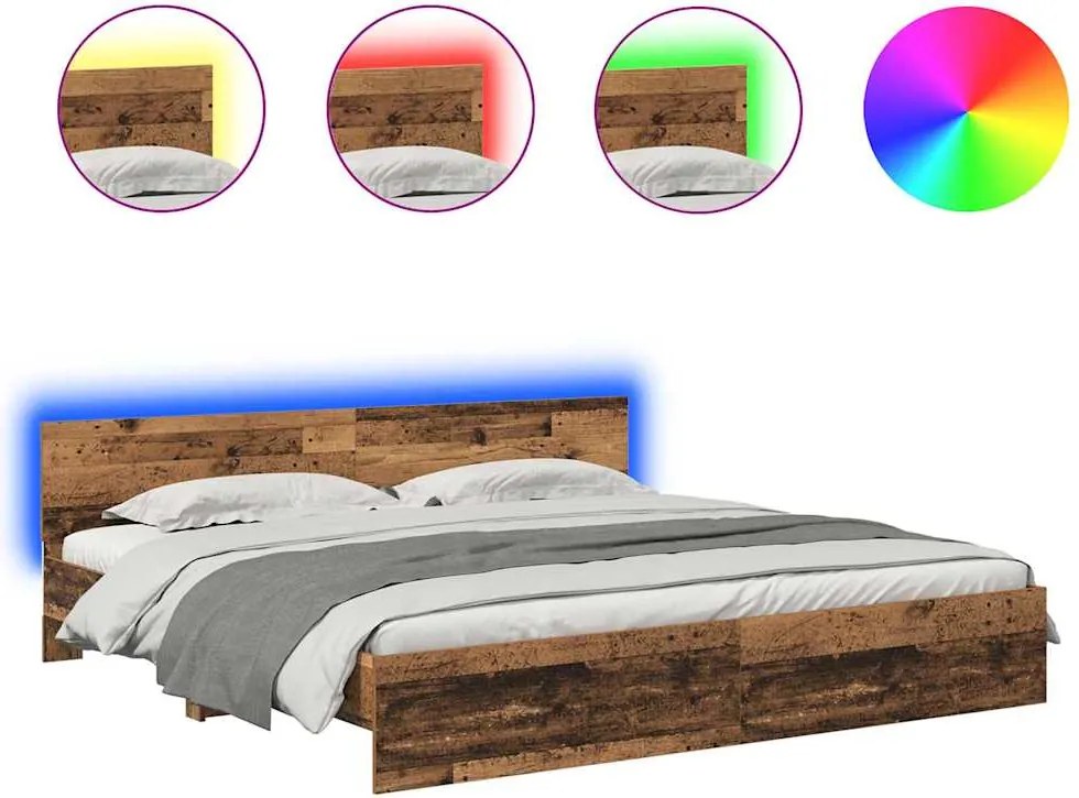 vidaXL Cadru de pat cu headboard Lemn Vechi 200 x 200 cm Lemn compozit