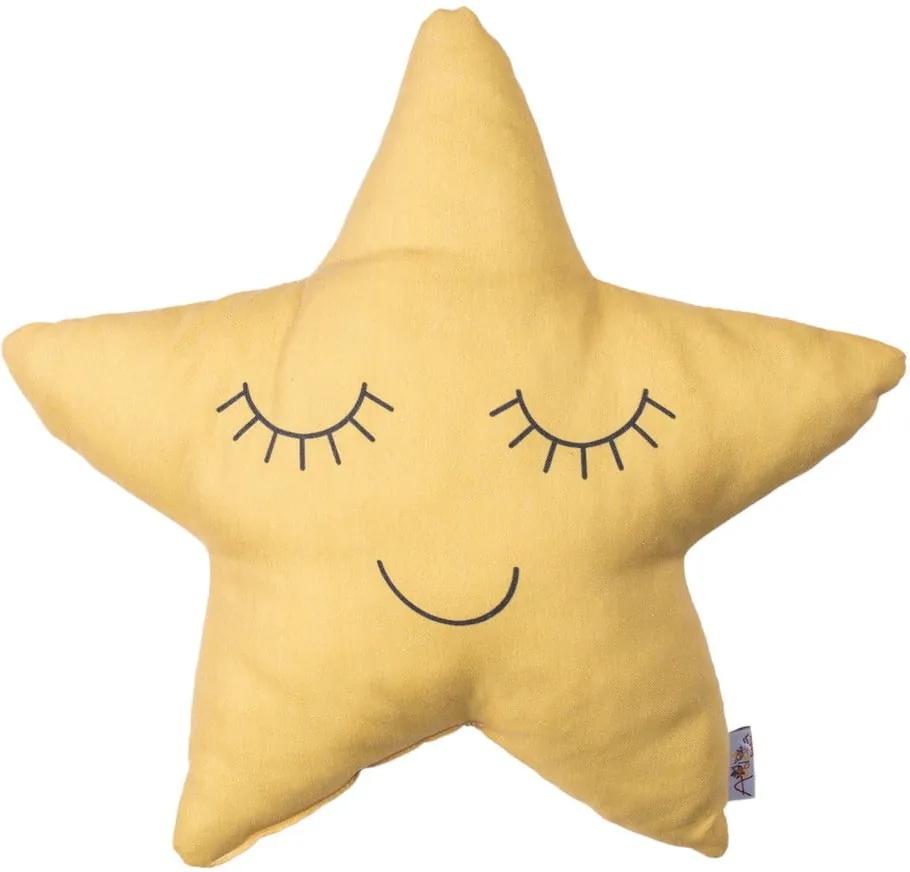 Pernă din amestec de bumbac pentru copii Apolena Pillow Toy Star, 35 x 35 cm, galben