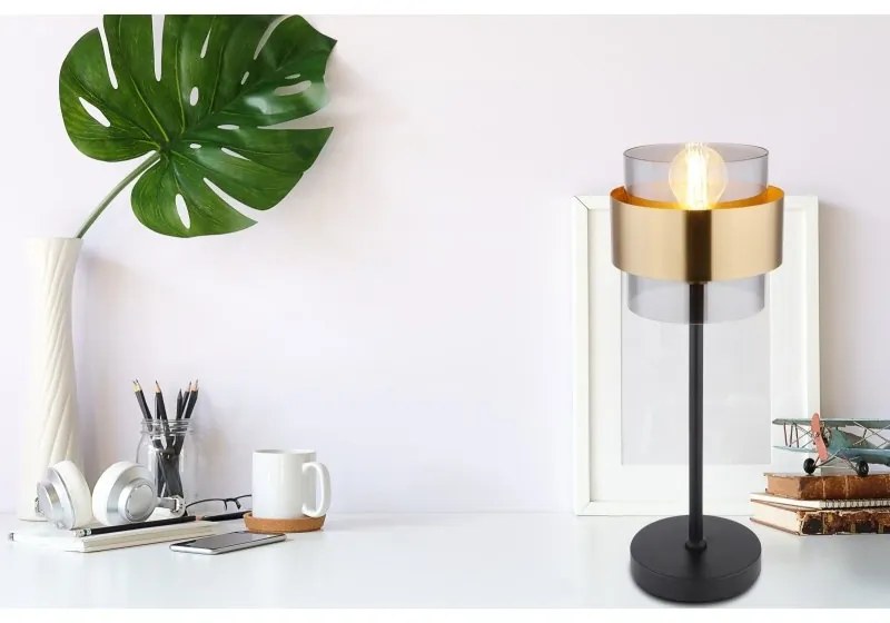 Veioza, lampa de masa design modern MILLEY negru, auriu