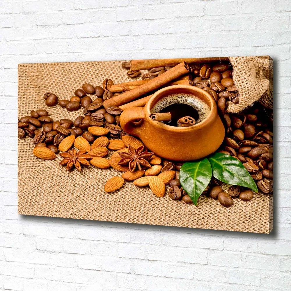 Tablou pe pânză canvas Boabe de cafea și ceașcă