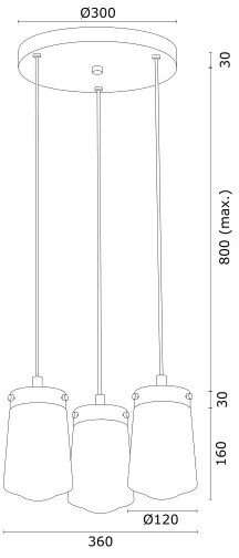 Lustră pe cablu PASADENA 3xE27/15W/230V aurie/albă Argon 6164