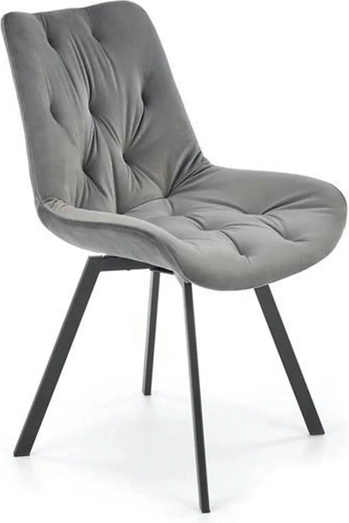 Scaun pivotant K519, gri, stofa catifelata/metal, 54x63x86 cm