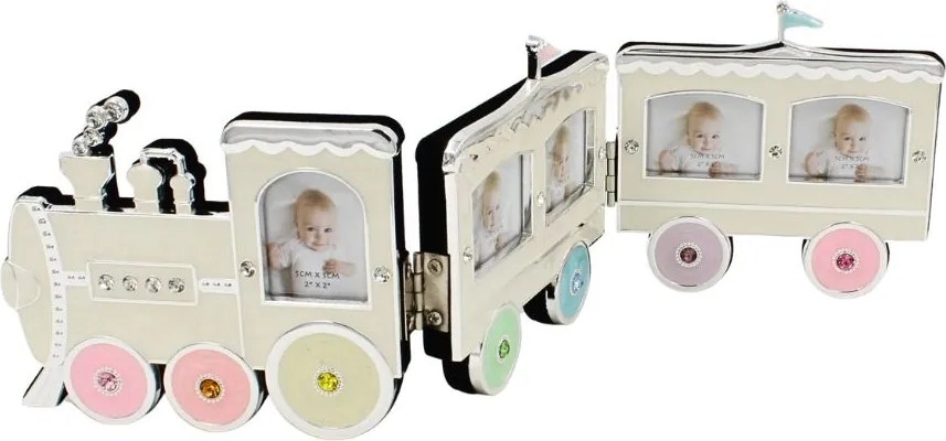Ramă Foto Copii AZAY Tip Tren, 5x5 cm, Ramă Foto Multiplu Bebe, Decor Cameră Copil, Cadou Nou-Născut, Cutie Cadou Inclusă