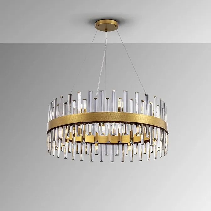 Lustra rotunda cu cristale din sticla Grace D75 auriu